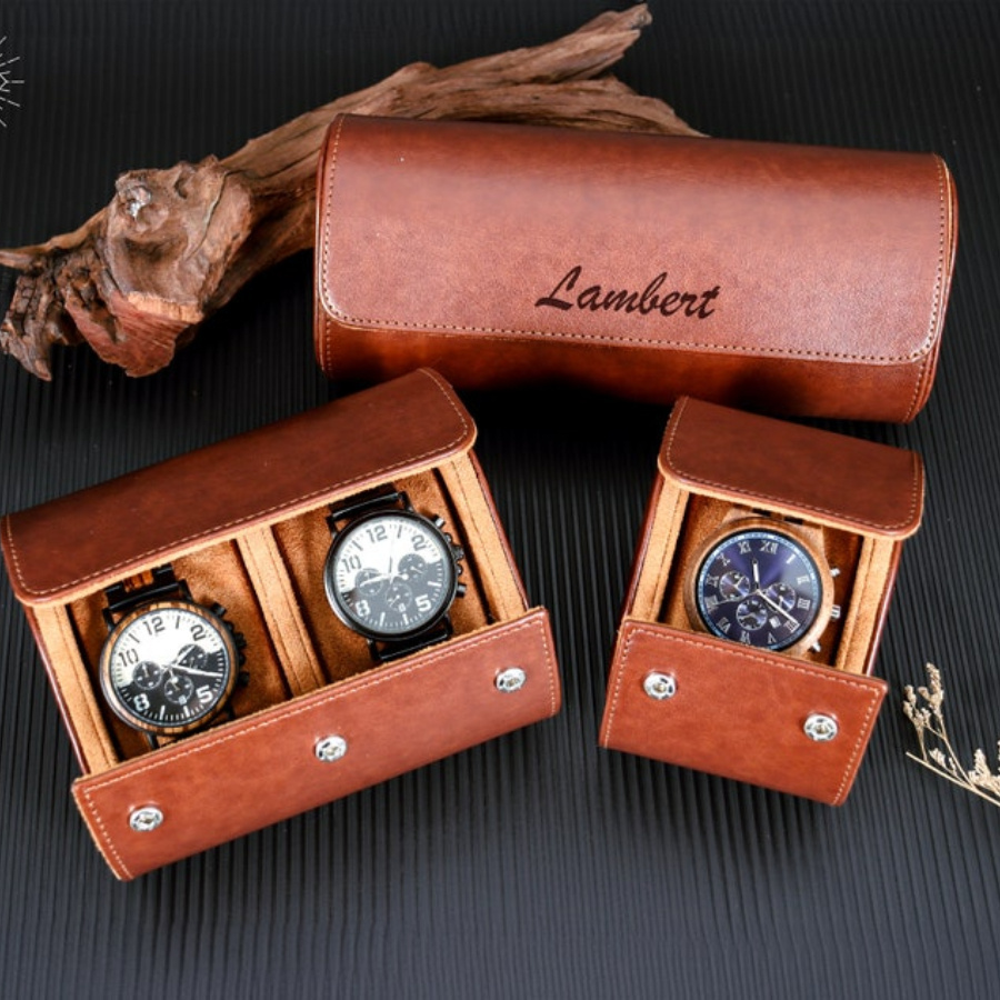 Custom Personalized Faux Leather Watch Box, Ideal Gift for Him